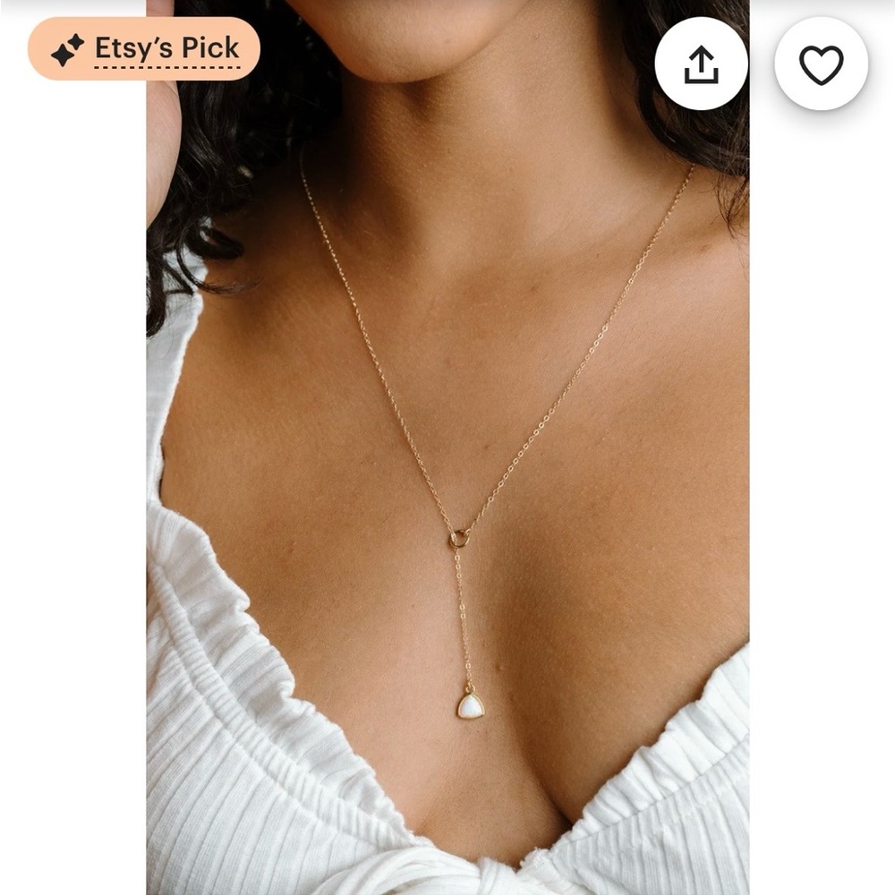 NWT Etsy Long Opal Y Necklace